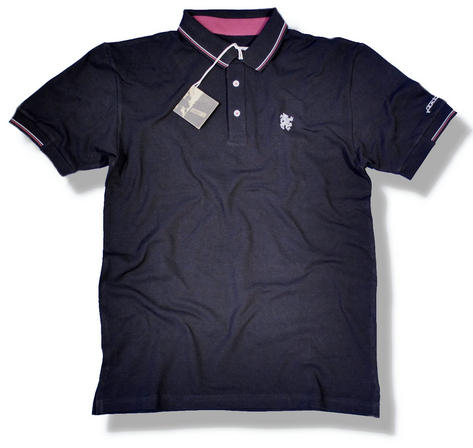 New Lambretta Mod Stripe Trim Pique Polo Shirt Black Preview